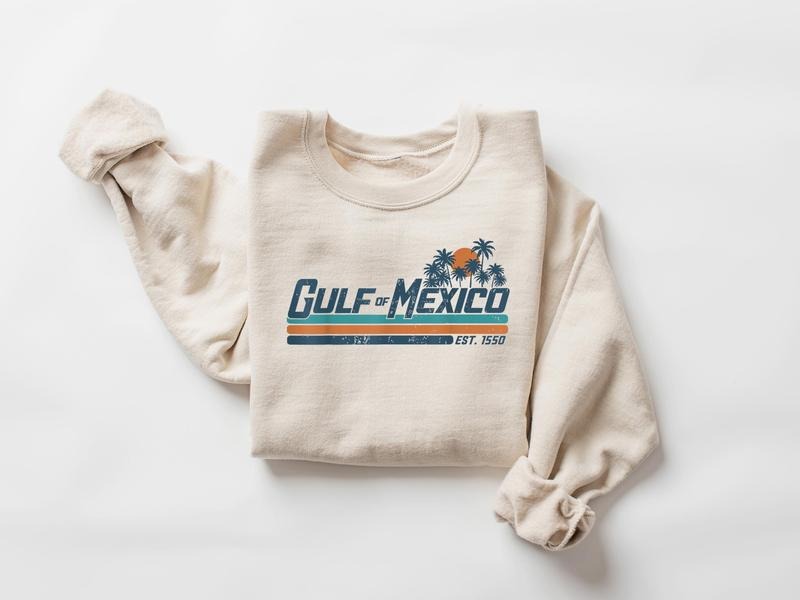 Gulf of Mexico Sweatshirt Gulf Retro Coast Sweatshirt Alabama Mississippi Florida Beach Crewneck Mexico Gift for MexicoLover Gulf of Mexico Gift