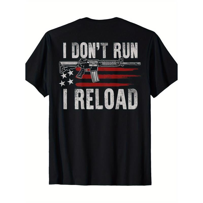 Gun American Flag I Don't Run I Reload I Dont Run T-Shirt 100%Cotton - 220g made in usa Hoodie, Sweatshirt | DripVista.com