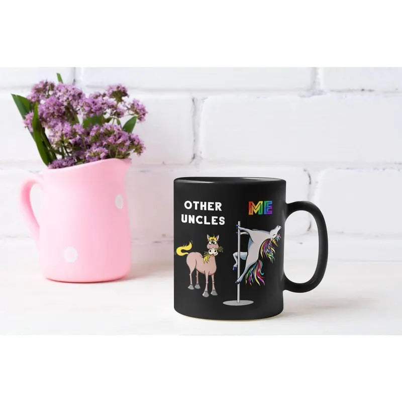 Guncle gift Other ME uncle gift from niece pole dancing unicorn mug cup, Uncle gift rainbow cafe mug, Uncle mug gifts for horse lover