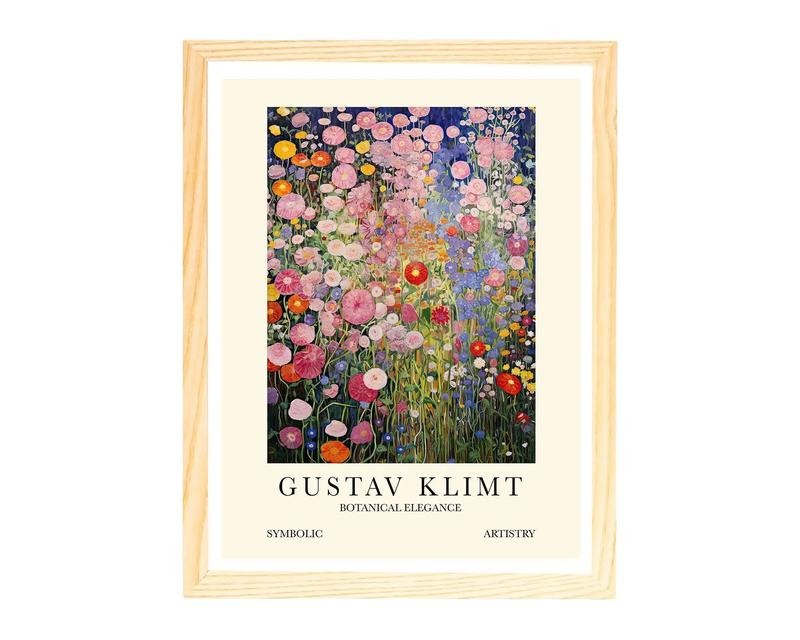 Gustav Klimt Flower Garden At Night Wall Art Print, Home Decor, Art Living Room, Gifts For Her Girl Bedroom Decor, Poster...
