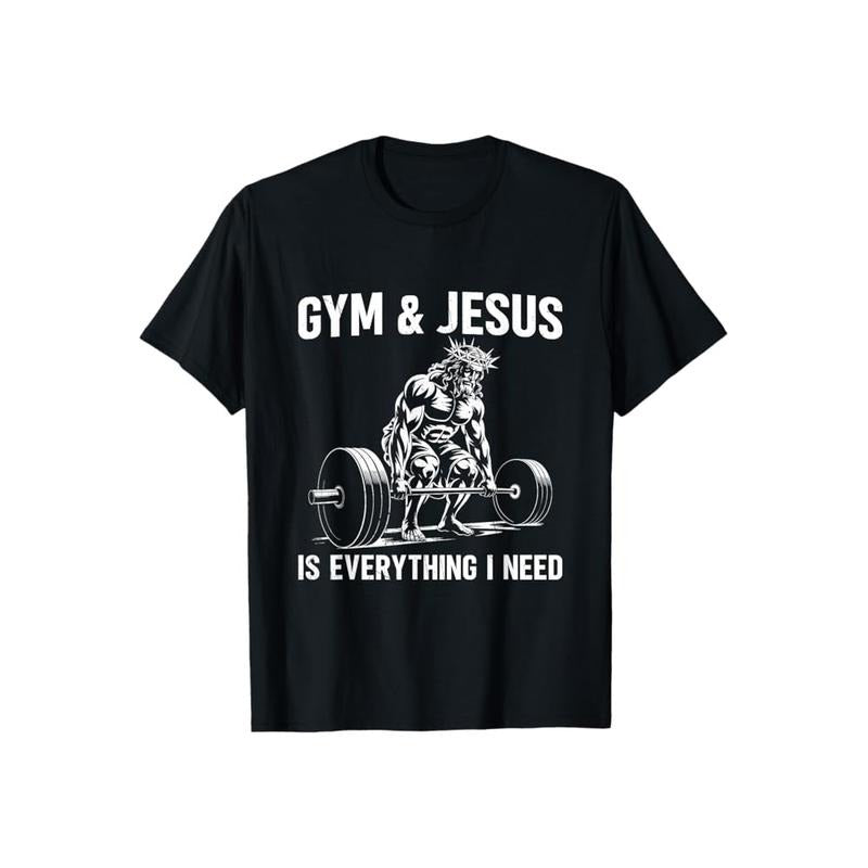 Gym Gunpla brand Jesus Christian Weight Lifting T-Shirt Pure Cotton Fabric Casual Streetstyle Crew Neck Short Sleeve...