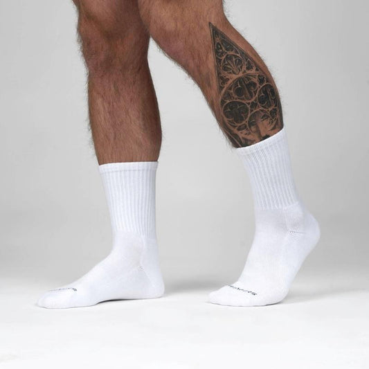 Gymreapers Performance Crew Socks - Plain White - All Seasons