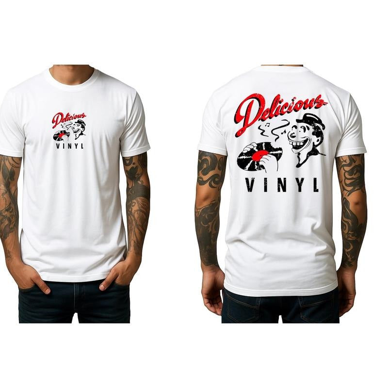HAGBDH Delicious Vinyl Two Side T-Shirts Cotton Graphic Tees with Vinyl Print Crewneck Casual Menswear Spiky hair...