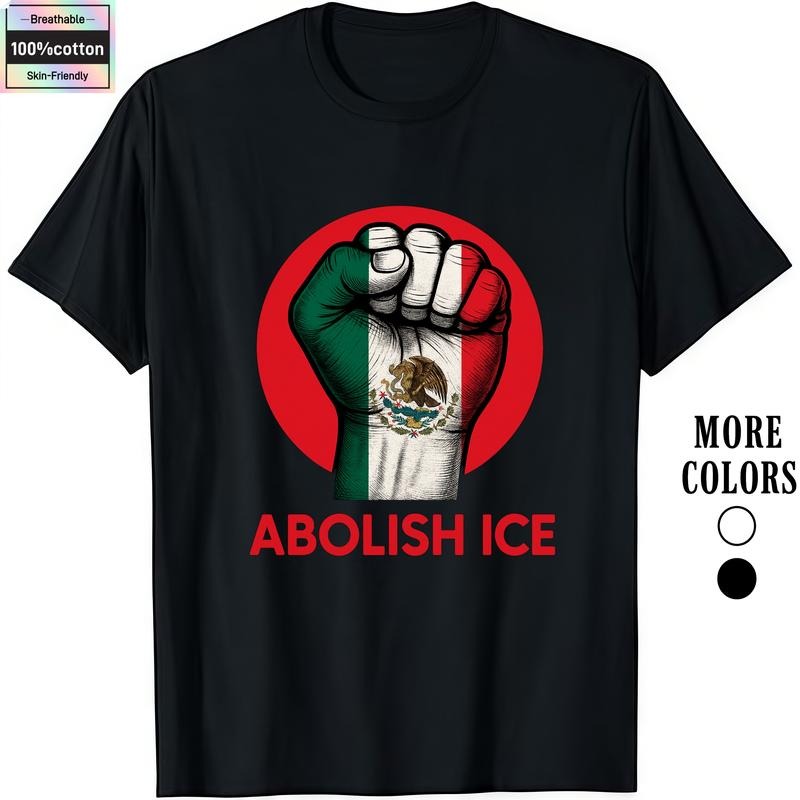 HAGBDH Fashion Designer T-Shirts - Cotton Graphic Tees with Abolish ICE Tee