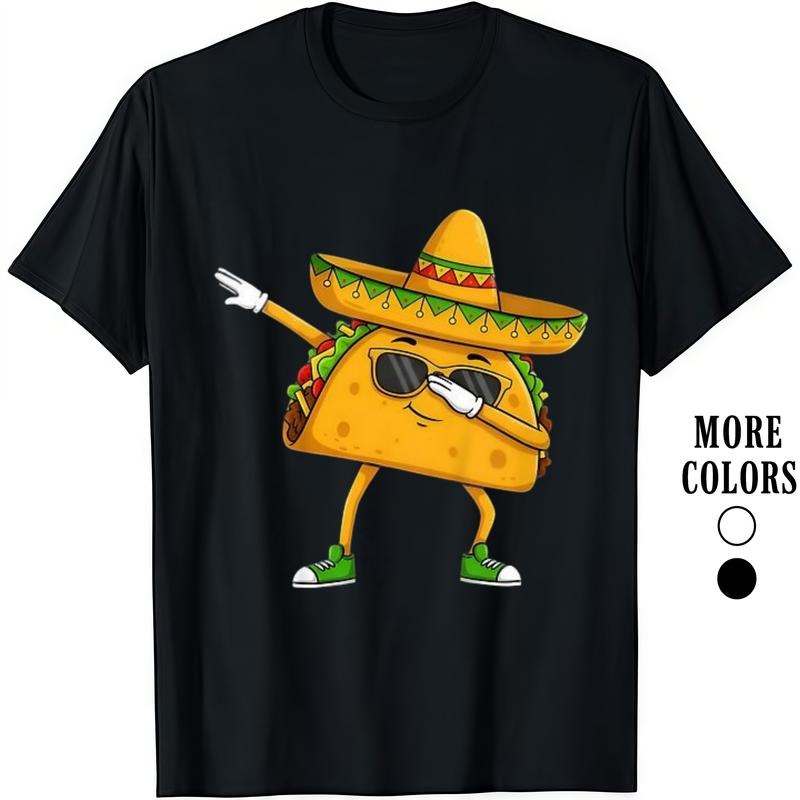 HAGBDH Fashion Designer T-Shirts - Cotton Graphic Tees with Dabbing Taco