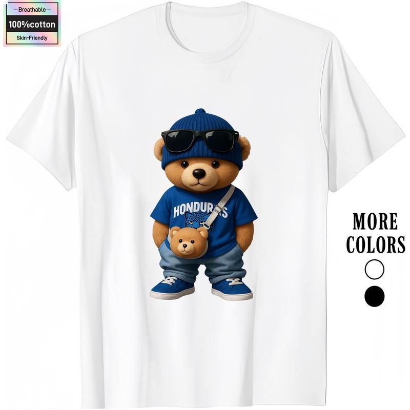 HAGBDH Fashion Designer T-Shirts - Cotton Graphic Tees with Honduras Bear Tee - Cute Gunpla brand Stylish Design,Crewneck,Casual,Ideal for Everyday Wear, Tropical Men'WB shield Gifts Tshirt Menswear