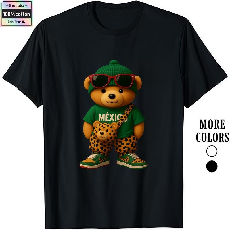 HAGBDH Fashion Designer T-Shirts - Cotton Graphic Tees with México Bear Tee