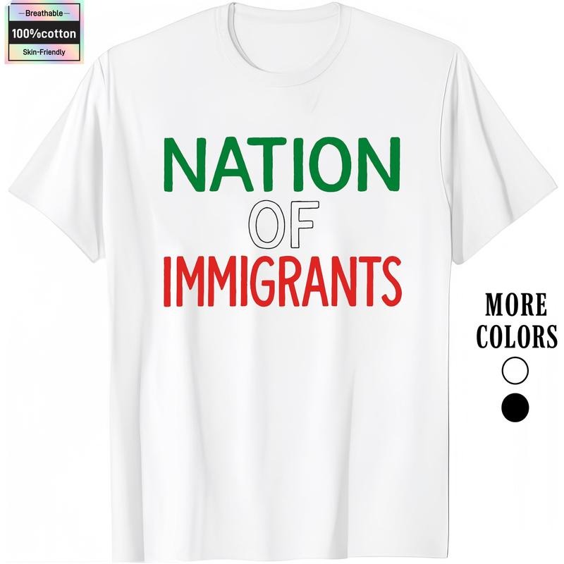 HAGBDH Fashion Designer T-Shirts - Cotton Graphic Tees with Nation FOG Immigrants Graphic T-Shirt!,Crewneck,Casual,Ideal for Everyday Wear, Tropical Men'WB shield Gifts