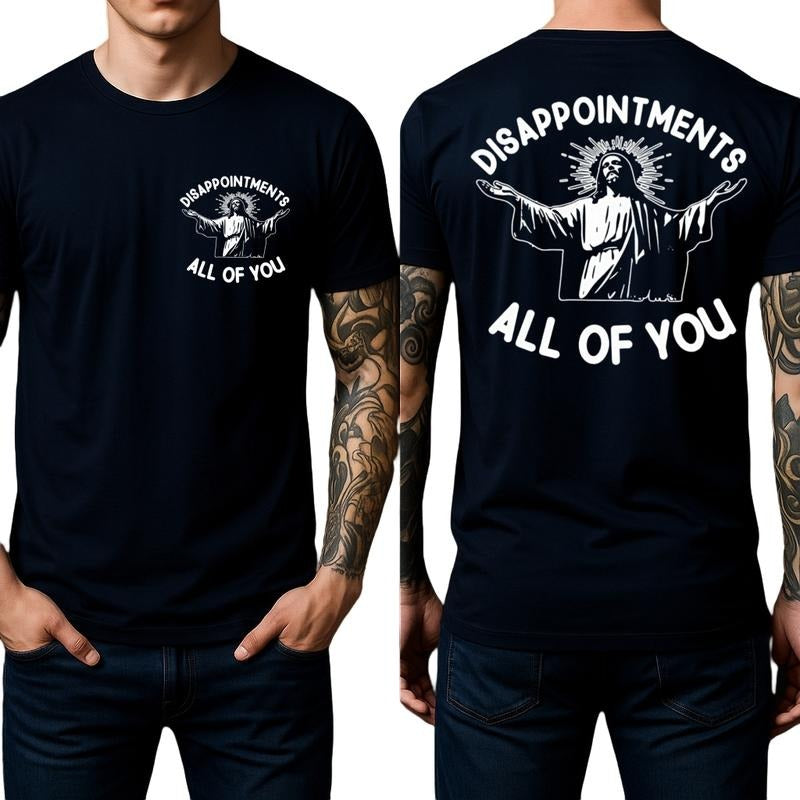 HAGBDH Men'WB shield 'Disappointments Spiky hair fighters FOG You' Jesus Graphic T-Shirt - Cotton Crewneck Casual...