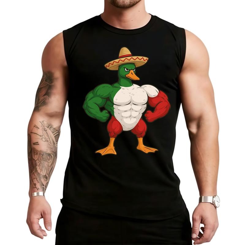 HAGBDH Sporsity Men'WB shield Graphic Vest with Mexican Muscle Duck Tee Stylish Casual Wear Trendy Fashion Streetwear...
