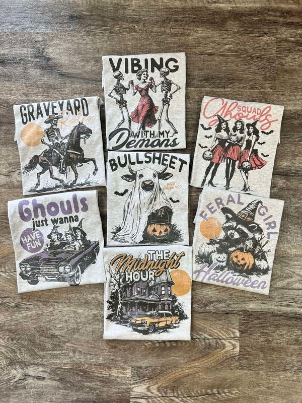 HALLOWEEN TEES - 2 for 24 - Graphic Tee Bundle - Choose Your Designs - LEAVE SECOND REQUEST IN NOTES AT CHECKOUT
