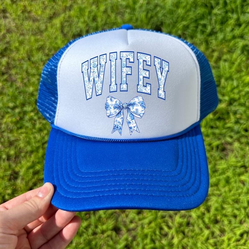 HAT - Wifey Ginger Jar Florals Foam Mesh Trucker Hat 'NLB' T-Shirts, Hoodie, Sweatshirt | DripVista.com