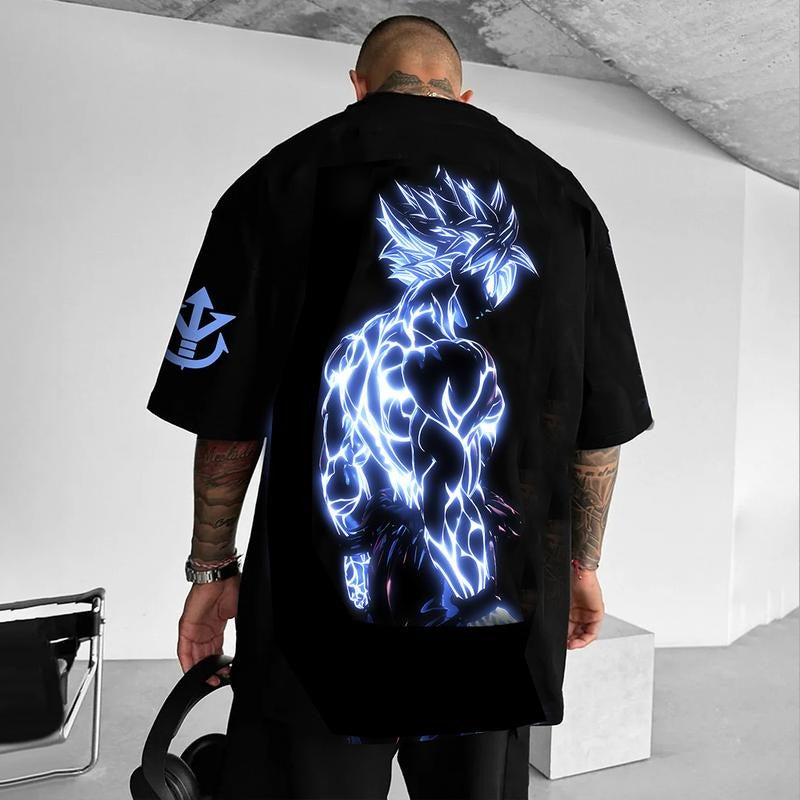 HB 90s Oversized Spiky hair fighters DBZ Goku saiyan streetwear singlet muscle cotton outfits men summer graphic t-shirts...