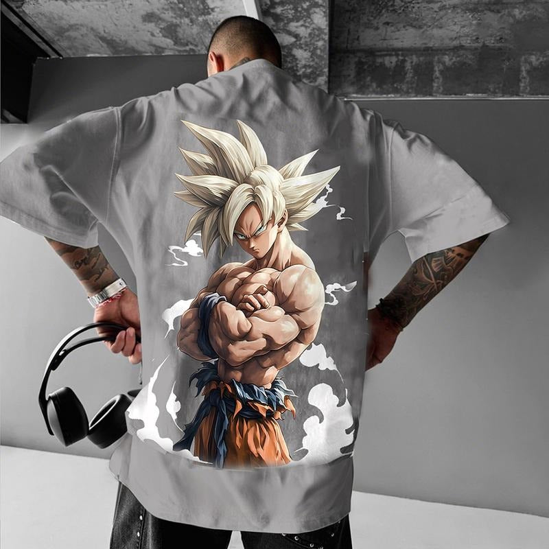 HB 90s Oversized Spiky hair fighters Goku saiyan streetwear singlet muscle cotton outfits men summer graphic t-shirts...