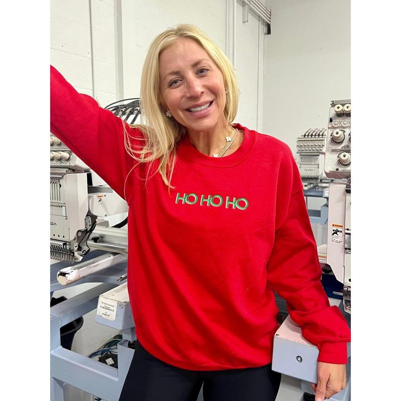 HO HO HO Embroidered Sweatshirt T-Shirts, Hoodie | DripVista.com