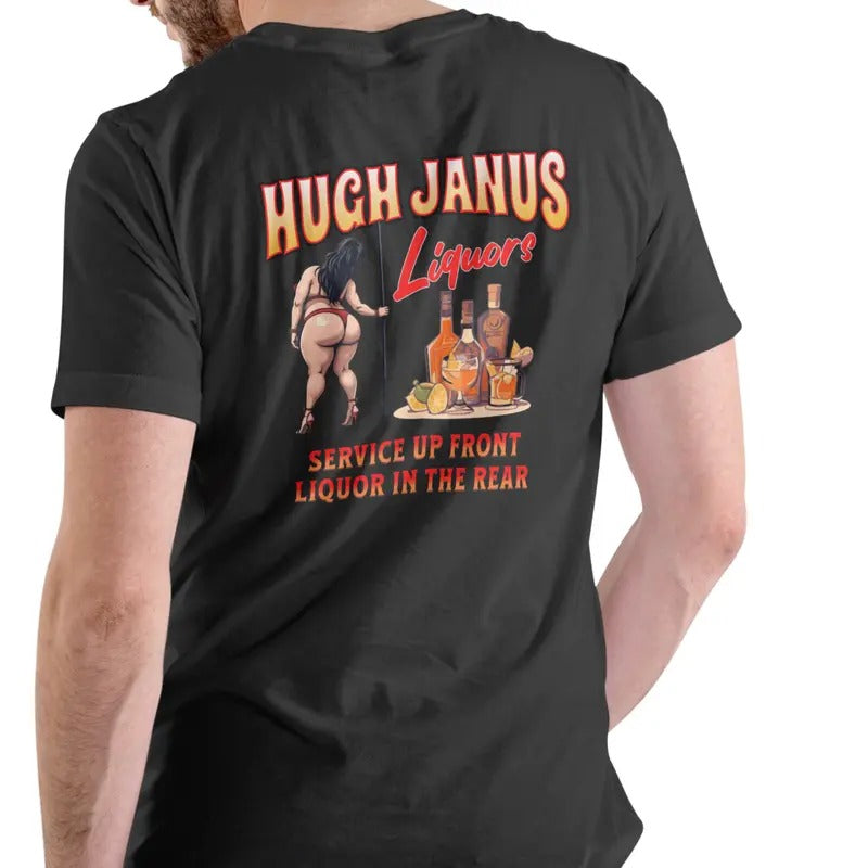 HUGH JANUS LIQUORS T Shirt, Unisex Cotton, funny shirt Menswear Soft Stylish Top