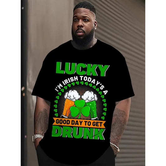 [HXMRBY, St. Patrick's Day Tee] St. Patrick's Day HXMRBY T-Shirt - 3D Cartoon Print, Cotton 95% Spandex 5%, Regular Fit, Made in USA