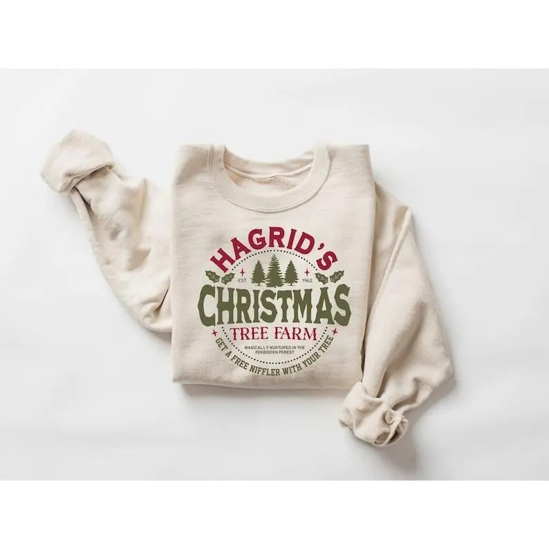 Hagrid's Christmas Tree Farm Shirt, Tree Farm Shirt, Autumn Graphic Tee, Thanksgiving Shirt Family, Cozy Fall Gift, Book Lover Gift xmas sweater
