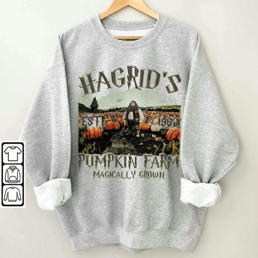Hagrid's Pumpkin Fall Tshirt, Vintage Halloween HP Potterhead Unisex Shirt, Hoodie Underwear Lady pumpkin crewneck