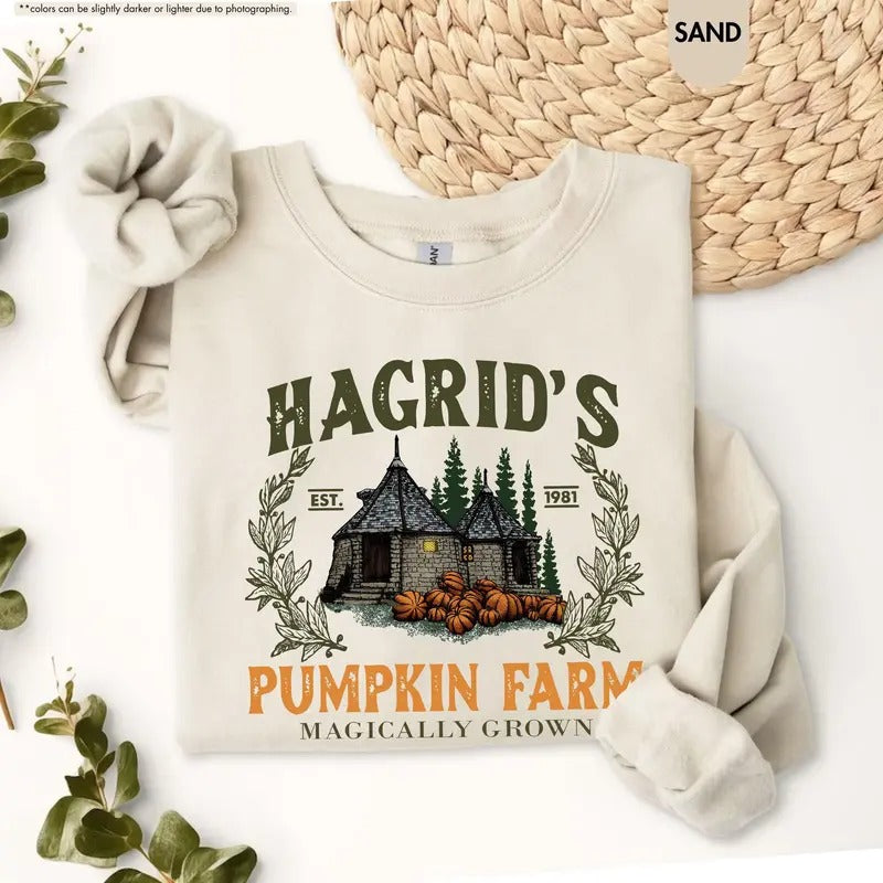 Hagrid's Pumpkin Farm Sweatshirt, Fall Pumpkin Sweater, Potter Book Sweatshirt, Pumpkin Season, Potterhead Fan Gift
