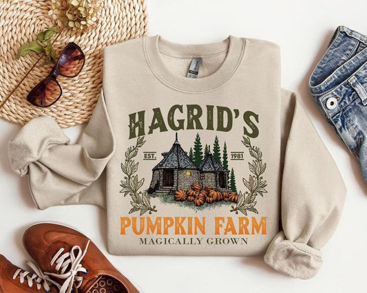 Hagrid's Pumpkin Patch Sweatshirt, Fall Sweatshirt, Hagdrid's Pumpkin Farm Shirt,Halloween Tee,Spooky Season,Pumpkin Thanksgiving Sweatshirt