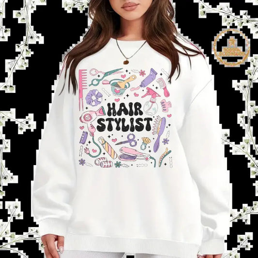 Hair Stylist Vibes, Salon Aesthetic Must-Haves, Pro Hairstylist Tools , Beauty Salon Inspo, Perfect Gifts for Hairdressers, Barber Shop Essentials Crewneck Fabric Fashion Womenswear Hoodie Soft