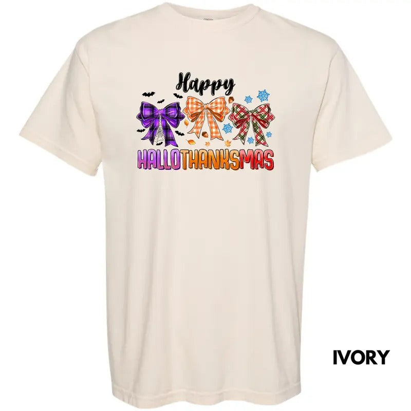 HalloThanksMas Bows Comfort Colors T-Shirt 'NLB' Hoodie, Sweatshirt | DripVista.com