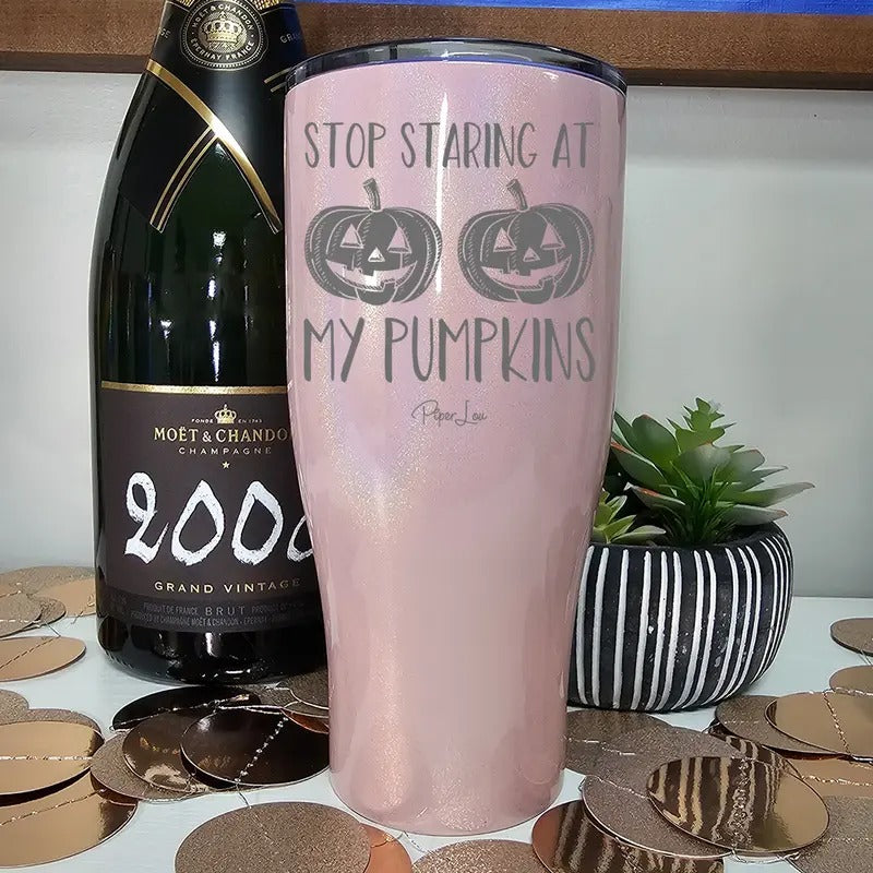 Halloween | Stop Staring At My Pumpkins Laser Etched Tumbler T-Shirts, Hoodie, Sweatshirt | DripVista.com