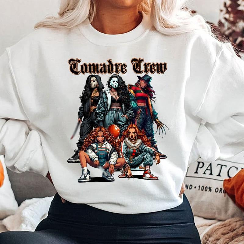 Halloween Comadre Crew Shirt, Halloween Horror Characters Shirt, Halloween Graphic Tee Shirt, Halloween Horror Girls Shirt, Halloween Girls Horror Shirt