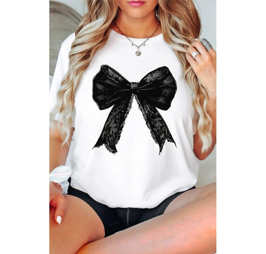 Halloween Coquette Bow Shirt, Black Coquette T-shirt, Spooky Season Bats Tee, Halloween Apparel Shirt, Trendy Halloween Tee, Gift Tee For Woman.