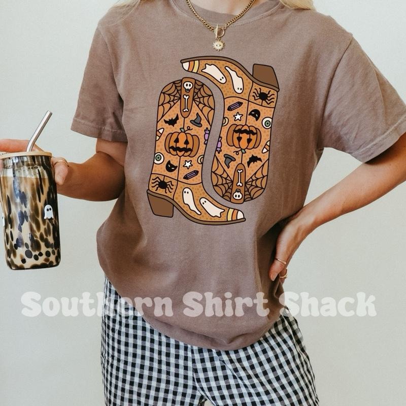 Halloween Cowboy Boots T shirt  | comfort colors t shirt | Cute Halloween T shirt | Halloween Graphic T shirt