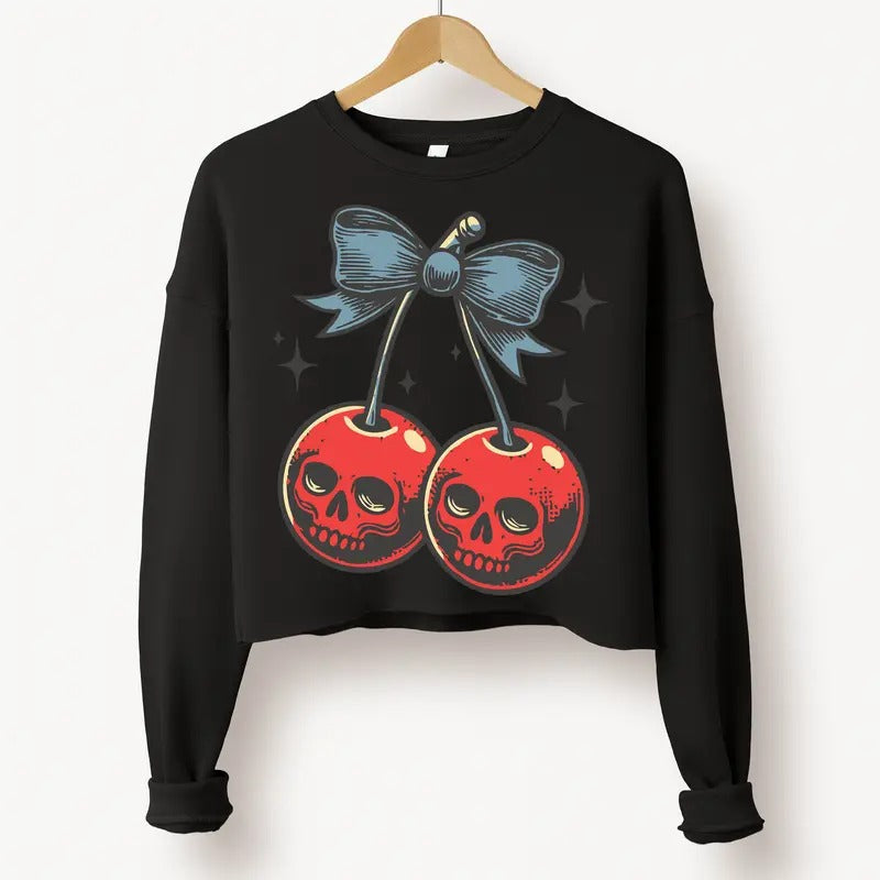 Halloween Cropped Sweatshirt -  Hallowen Theme, Gift Idea, Relaxed Fit, Casual Apparel T-Shirts, Hoodie | DripVista.com