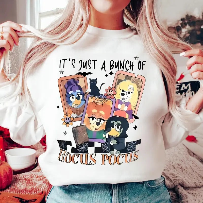 Halloween Cute Dog It's Just A Bunch Of Hocus Pocus Shirt Cute Dog Halloween Shirt Halloween Vibes Tee Cute Dog And...