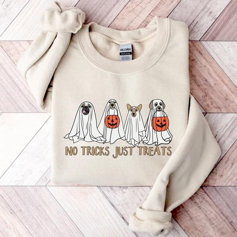 Halloween Dog Sweatshirt|Ghost Dog Sweatshirt|Halloween Shirt|Dog Lover Gift|Spooky Season|Dog T-Shirt|Ghost Halloween...