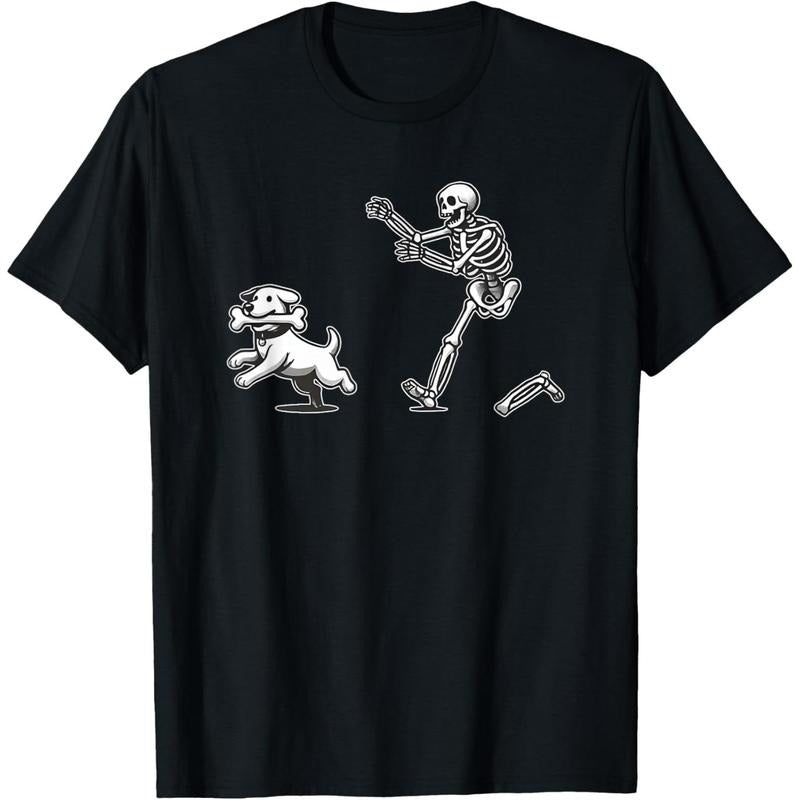 Halloween Dog, Funny Skeleton, Skeleton Chasing Dog T-Shirt made in usa Hoodie, Sweatshirt | DripVista.com