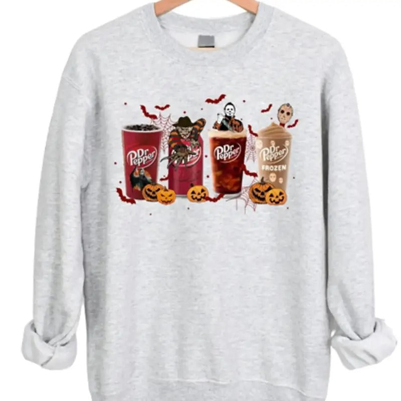 Halloween Dr Pepper Horror Characters Sweatshirt, Hoodie, Tshirt | DripVista.com