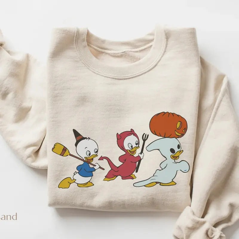 Halloween Ducks Shirt, Vintage Halloween Sweatshirt, Trick or Treat, Retro Halloween, Halloween Sweatshirt, Halloween Gift For Her Womenswear Hoodie