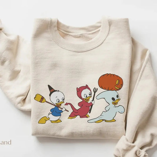 Halloween Ducks Shirt, Vintage Halloween Sweatshirt, Trick or Treat, Retro Halloween, Halloween Sweatshirt, Halloween Gift For Her Womenswear Hoodie
