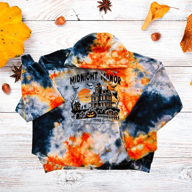 Halloween Fog Hoodie Orange Grey Black - Sizes Small to 5X Casual Cotton Spring Day Streetwear Soft Sweatshirts Pullover...