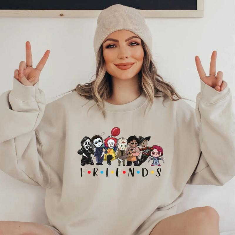 Halloween Friends Movie Sweatshirt, Halloween Characters Friends Sweatshirt, Halloween Sweatshirt, Halloween Sweatshirt...