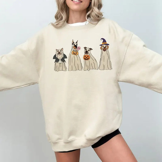 Halloween Ghost Dog Sweatshirt, Ghost Dog Shirt, Halloween Dog Lover Shirt, Retro Halloween Ghost Dog Shirt, Spooky Dog Sweatshirt, Fall Halloween Gift Shirt