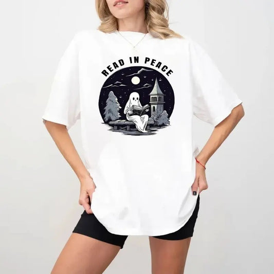 Halloween Ghost Read In Peacce Shirt, Halloween Tshirt, Spooky Season T-Shirt, Women Fall Tshirt, Halloween Party Tee, Unisex Tee, Casual Clothing