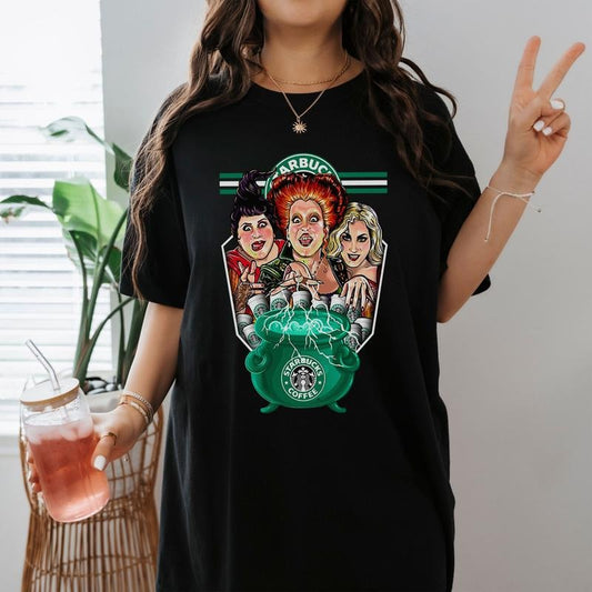 Halloween Gift Starbucks Coffee Hocus Pocus Movie Shirt Sanderson Sisters Winifred Sanderson Shirt