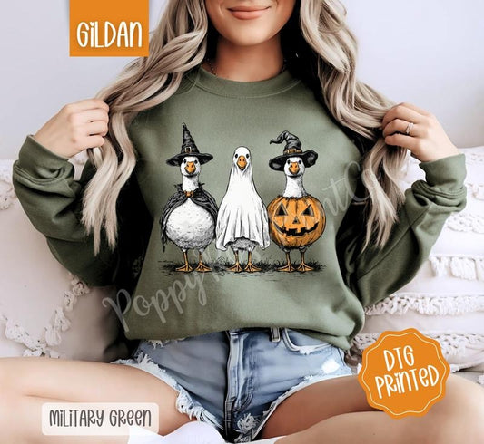 Halloween Goose Sweatshirt, Trendy Halloween Sweatshirt
