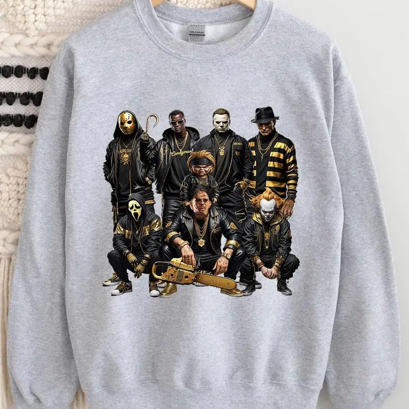 Halloween Horror Characters T-Shirt Sweatshirt Hoodie, Funny Halloween Graphic Tee Shirt | DripVista.com