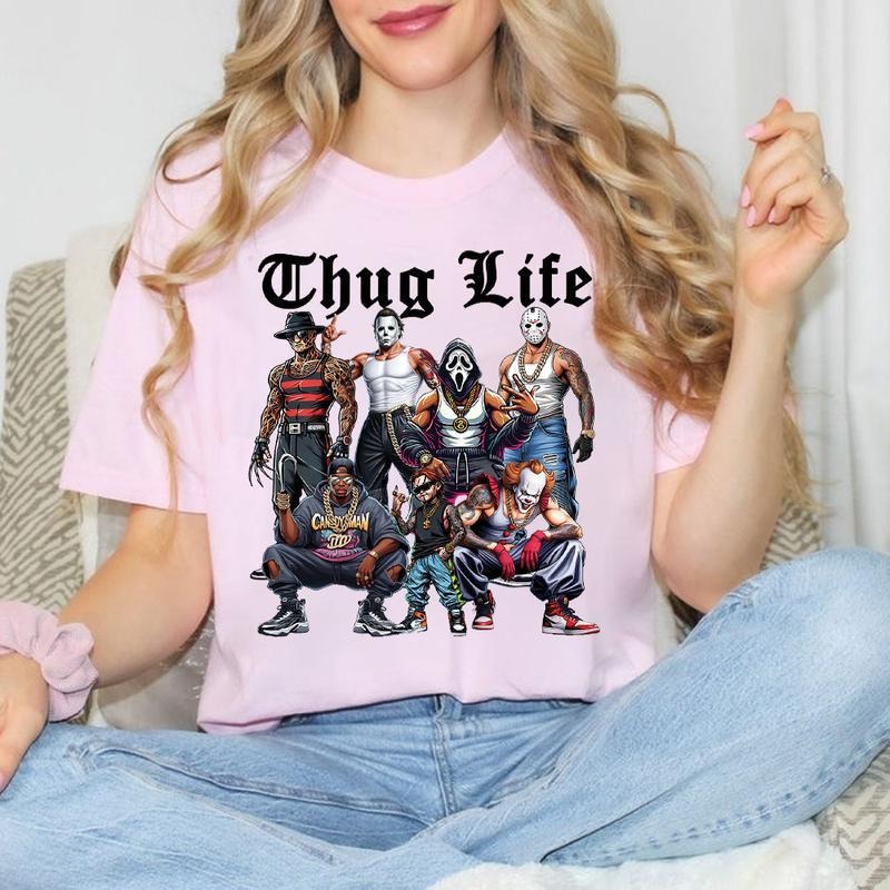 Halloween Horror Characters THUG LIFE Shirt, Halloween ThugLife Shirt, Funny Halloween Shirt