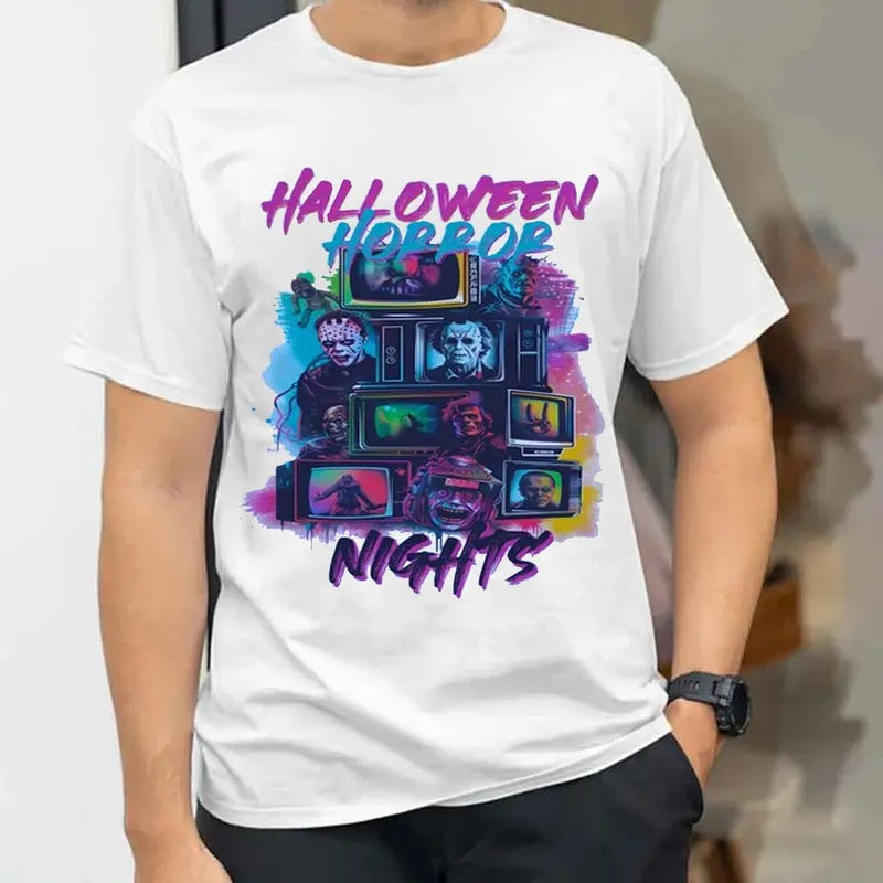 Halloween Horror Nights Graphics Tee , Universal Horror shirt, Halloween Horror Characters T-shirt for men and women Menswear Top