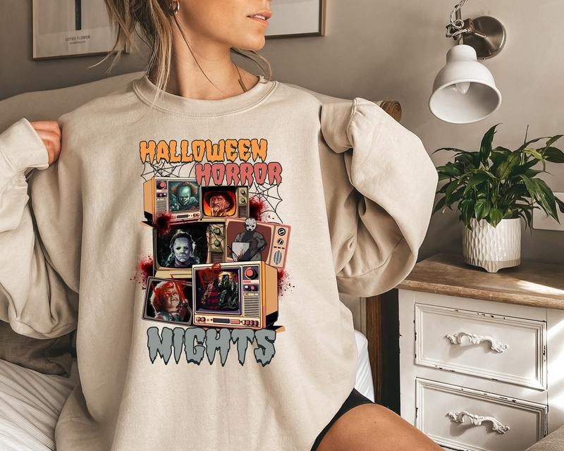 Halloween Horror Nights Sweatshirt, Horror Movie Characters Sweater, Horror Movie Shirt