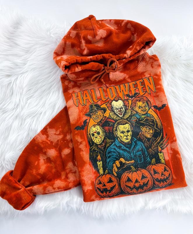 Halloween Horrors Bleached Graphic Sweatshirt or HoodieUnisex  Womenswear Crewneck Casual Tshirt Top Hoodie | DripVista.com