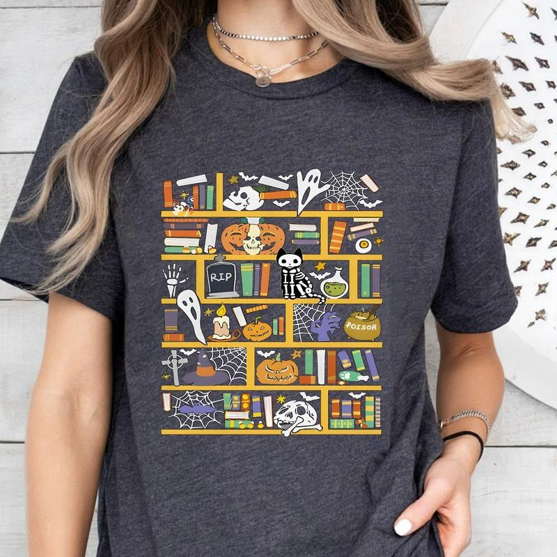 Halloween Library T-Shirt, Ghost Books Halloween T-Shirt, Teacher HalloweenT-Shirt, Book Lover shirt, Halloween Reading T-Shirt, Book Club, Halloween Ghost